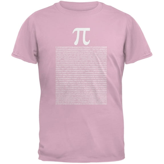 Pi Numbers Light Pink Adult T-Shirt - Large