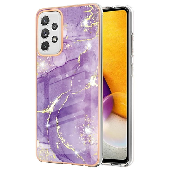 Allytech Galaxy A72 5G Case, Galaxy A72 Case, Pretty Marble TPU Slim Back Shell Anti-scratch Shock-absorbing Lightweight Protective Case Cover for Samsung Galaxy A72 5G/ 4G, Purple