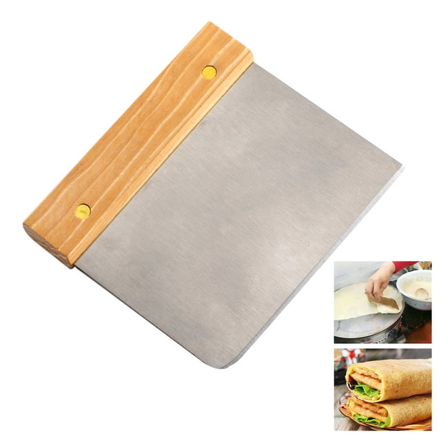 Raspador de acero inoxidable para cocina, herramientas de repostería para hornear, mango de madera, espátula para masa, cortador, herramienta de corte para hornear, 1 ud.
