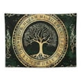 thumbnail image 5 of Creowell Nordic Vikings Tapestry Viking Yggdrasil Tree of Life Celtic Rune Scandinavian Aesthetic Mythology Tapestry Wall Hanging for Bedroom Living Room Decor  60x50inch, 5 of 6