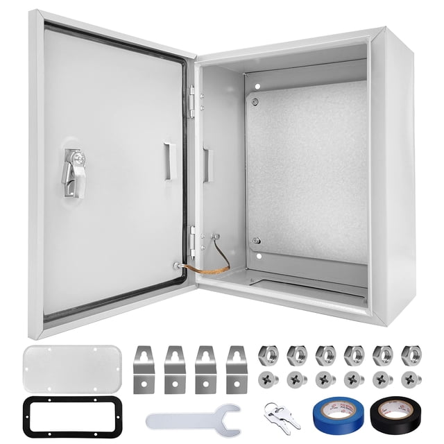 Cxcesns Caja eléctrica para exteriores Caja de acero con carcasa Nema 4X de 16 x 12 x 8 D Caja de conexiones eléctricas bloqueable para exteriores/interiores a prueba de agua y polvo con placa de mont