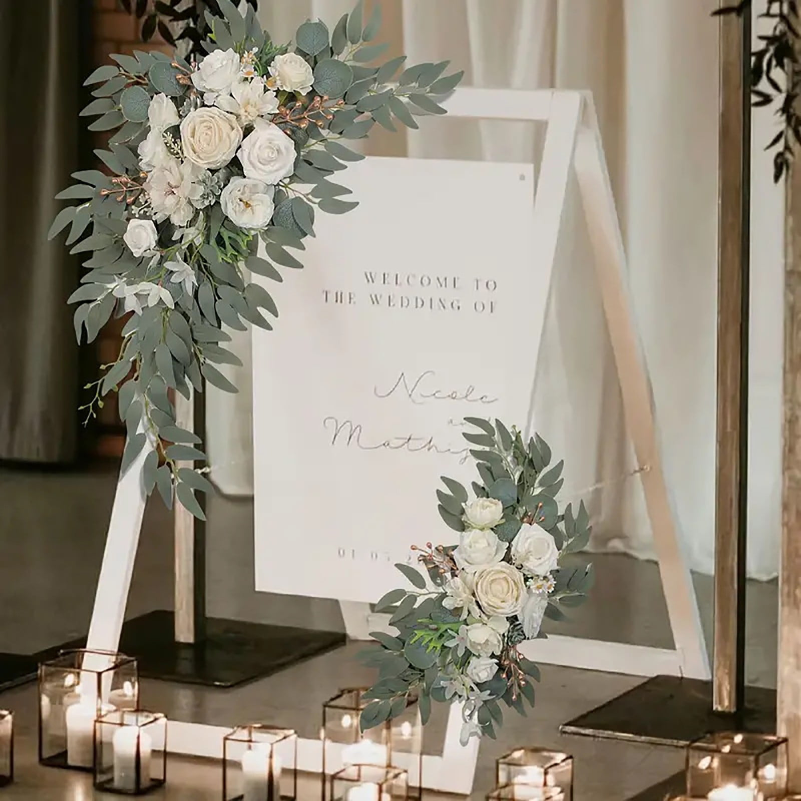 Clearance Under 5$ Household Imitation, FNGZ Artificial Flowers for Dining Table and Stairs Decoration Wedding Arch Faux Flowers Set of 2 Greenery Garland for Wedding Decor and Reception Decoration