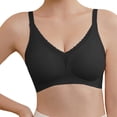 thumbnail image 2 of Gymayou Women Seamless Wireless T-Shirt Bra Deep V Neck Comfort Everyday Lingerie Adjustable Thin Strap Smooth Support Bralette No Underwire Soft Black L, 2 of 6