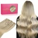 thumbnail image 1 of WENNALIFE Extensiones de cabello humano con clip de 20 pulgadas, 4.23 oz, 7 piezas de rubio ceniza a rubio dorado y rubio platino Ombre Clip en extensiones de cabello humano Remy Clip en extensiones d, 1 of 5