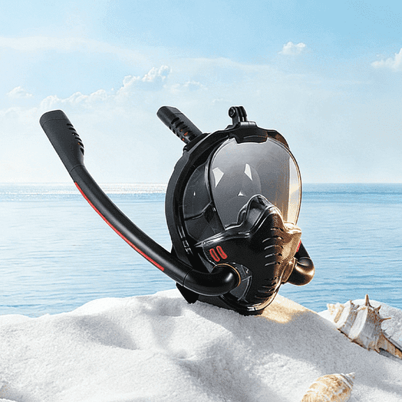 Full Face Snorkel Mask with Dual Tube for Adults and Youth, 180 Degree Panoramic View Snorkeling Gear, Anti-Fog Anti-Leak Scuba Dive Mask Set