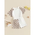 thumbnail image 5 of Suealasg Kids Boys Summer Shorts Set Short Sleeve Crew Neck Plaid T-shirt +Elastic Waist Shorts Toddler Boys 2Pcs Casual Outfit Set, 5 of 9