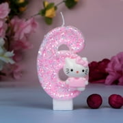hello kitty 3D Number Cake Decorating Candle - Fun Shaped Candles for Kids Birthday Party, Cake Topper Decoration with Anime Style Design, Great Gift for Birthday Celebrations