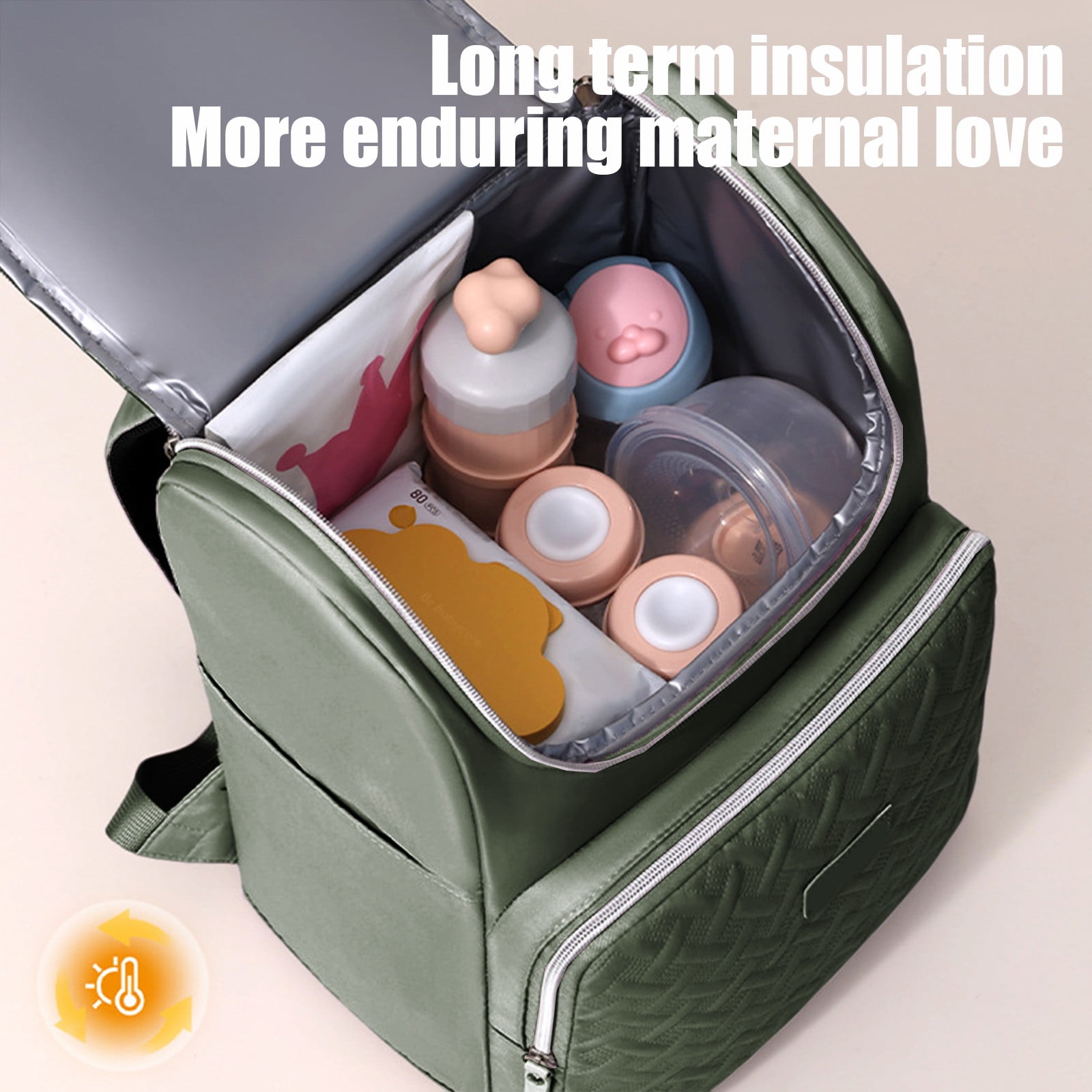 Insulated Diaper Bag Backpack Large Capacity Multi Pocket Travel Mom Baby Supplies Organizer