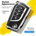thumbnail image 3 of Key Fob Cover Compatible with Fit for Toyota RAV4 Corolla Camry Keychain Case Holder Protector,Black-b, 3 of 5