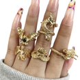 thumbnail image 1 of Women Joint Ring Punk: 5PCS Vintage Gothic Midi Finger Ring Statement Ring Set, 1 of 7