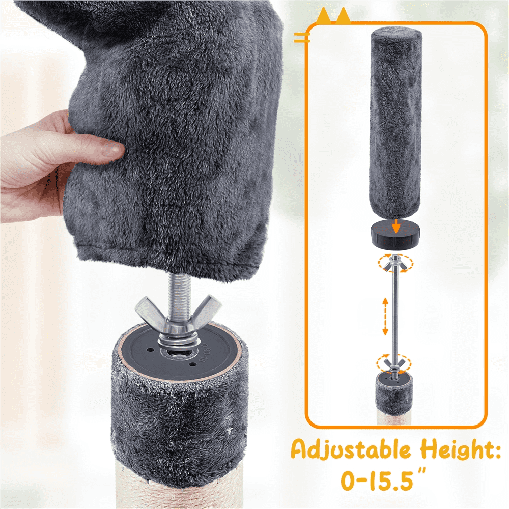 Alden Design Multilevel Floor To Ceiling Cat Tree with 4 Perches, Dark Gray