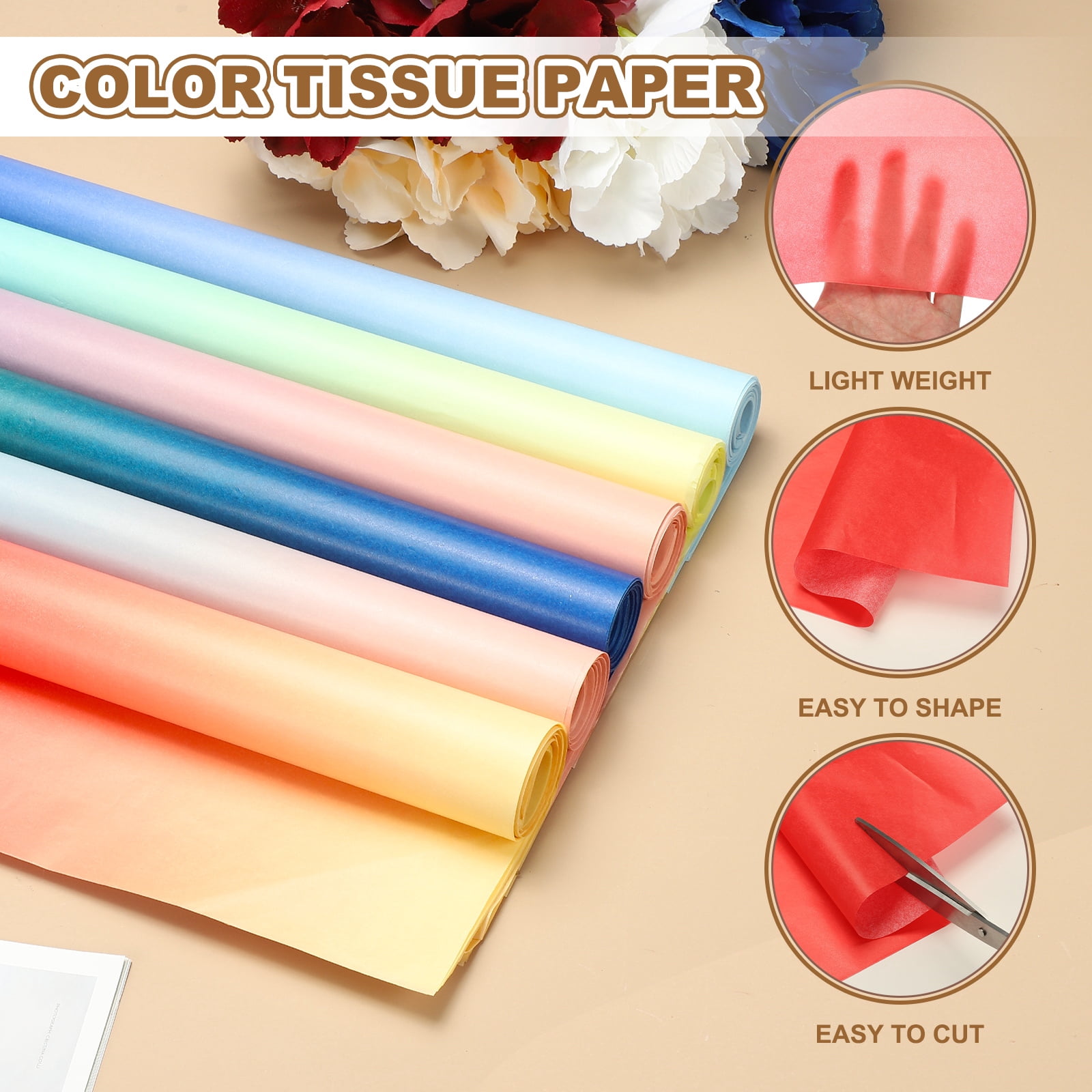 Uxcell 40 Sheets Colored Tissue Paper Bulk for Gift Bags, 27.6x19.7" Red Yellow Gradient Assorted Color Wrapping Paper for Craft Holidays Christmas Birthday Wedding Filler Flower Decor