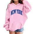 thumbnail image 5 of Hoodies for Boys City Name Letter Print Pink Hooded Long Sleeve Lightweight Pullover Tops Loose Sweatshirt Fall Winter Clothes Toddler Girl Clothes 8-10 Years, 5 of 5