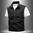 thumbnail image 2 of HOOMEUMY Mens Cargo Vest Fashion 2025 Trendy Classic Solid Coat Standing Collar Jacket Pocket Design Casual Workout Sleeveless Clothes Black XXXXXL, 2 of 3