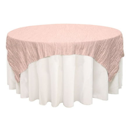 Your Chair Covers - 72 inch Square Crinkle Taffeta Table Overlays Blush