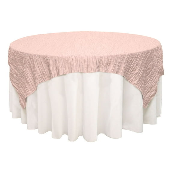 Your Chair Covers - 72 Inch Square Crinkle Taffeta Table Overlay Blush