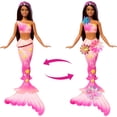 thumbnail image 4 of Muñeca de juguete Barbie con forma de sirena mágica con flores florecientes, 4 of 6
