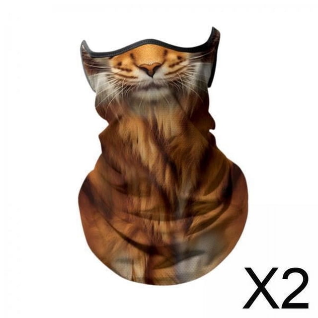 2xBandana Mascarilla Transpirable Cubierta De La Cara Bufanda Verano Hielo Enfriamiento Cuello Polaina Tigre