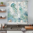 thumbnail image 5 of Teal Jellyfish Coastal Sheer Curtains 108" Extra Long, Summer Beach Coral Nautical Ocean Light Filering Curtains, Privacy Drapes Simi Floor to Veiling Curtain for Living Room Large Window Treatment, 5 of 9