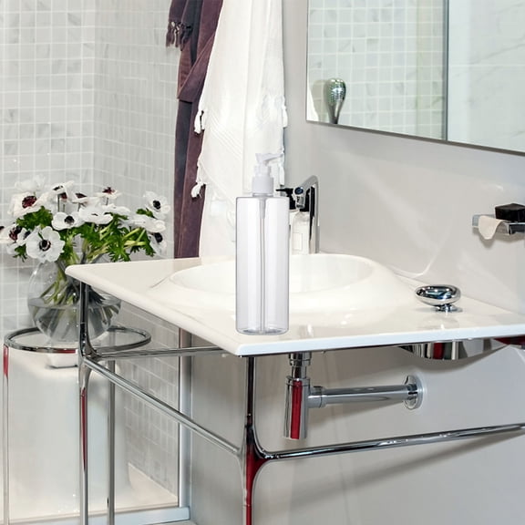 WHAMVOX Transparent Plastic Bathroom Container for Shampoo Lotion Storage Safety Material 500ml