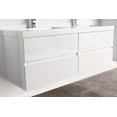thumbnail image 4 of Blossom Assisi 60" Bathroom Vanity w/ Ceramic Sink | Glossy White |  Basin| Floating Vanity Storage, 4 of 8