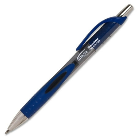 Integra Blue Pen Integra Retractable Gel Pen - 0.5 Mm Pen Point Size - Blue Ink - Black Barrel - 12 / Dozen (ITA39066) ()