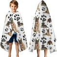 thumbnail image 3 of German Shepherd Dog and Footprint Hooded Bath Towel，60"x35" for Ages 3 To 12 Kids, Quick Dry Lightweight Soft Microfiber Hood Beach Towel Cover Up for Kids, 3 of 7