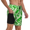 thumbnail image 2 of Sikiie Green Lizard Print Men's Double Layer Swimming Trunks, Adjustable Waistband and Pockets Sports Swimming Trunks, Beach Swimwear-XX-Large, 2 of 6
