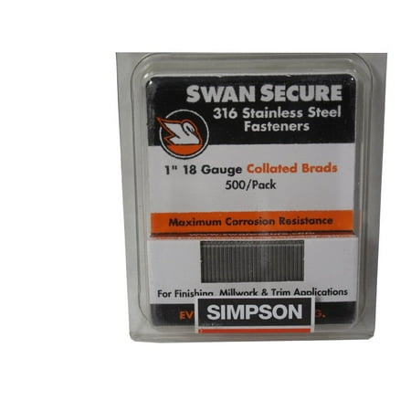 

Simpson Strong-Tie Simpson Strong-Tie T18N100FNB 18-Gauge Stick Finishing Nail 1 Stainless Steel