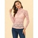 thumbnail image 3 of Blusa de encaje floral transparente Allegra K Rosa XL, 3 of 5