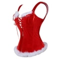 thumbnail image 2 of vastwit Women's Christmas Corset Tops Lace Up Boned Overbust Bustier Bodyshaper Top Red B 3XL, 2 of 5