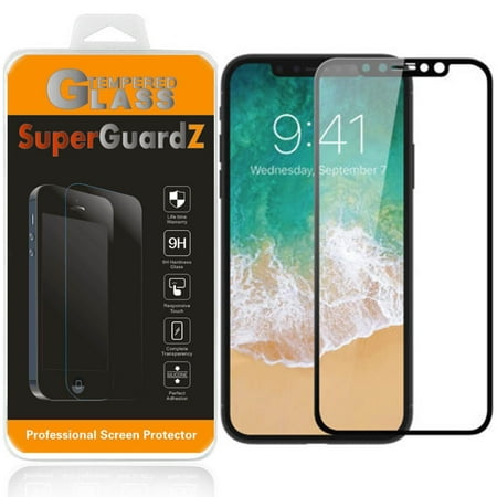 For iPhone X / iPhone 10 Year Edition - SuperGuardZ Full Cover Tempered Glass Screen Protector, Edge-To-Edge, 9H, Anti-Scratch, Anti-Bubble, Anti-Fingerprint [Black]
