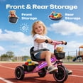 thumbnail image 5 of JoyStone 2-in-1 Toddler Tricycle, Kids Trike with Parent Push Handle, LED Lights, Adjustable Seat, Storage Basket, Push Tricycle Bike for 1-4 Year Old Boys and Girls, Pink, 5 of 11
