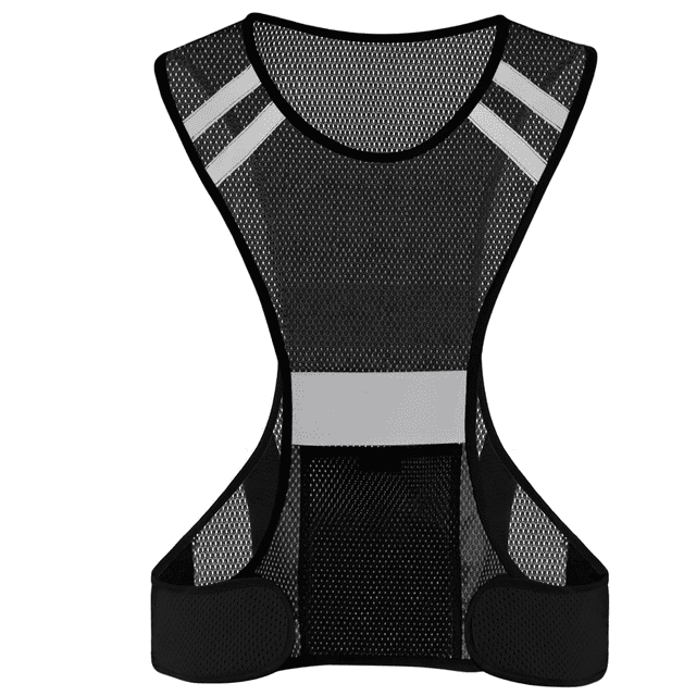 High Visibility Reflective Running Vest with Large Pocket, Lightweight Safety Gear for Jogging Cycling, Night Running,Black