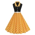 thumbnail image 2 of FRSASU Dress for Women Vintage Polka Dot Tie Retro Cocktail Swing Dress Rockabilly Prom Summer Party Dress Yellow, 2 of 8