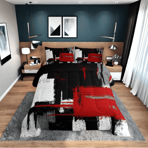 Erosebridal Vintage Abstract Bedding Twin Comforter Set, Minimalism Down Comforter, Mid Century Decor, Reversible 2 Pieces
