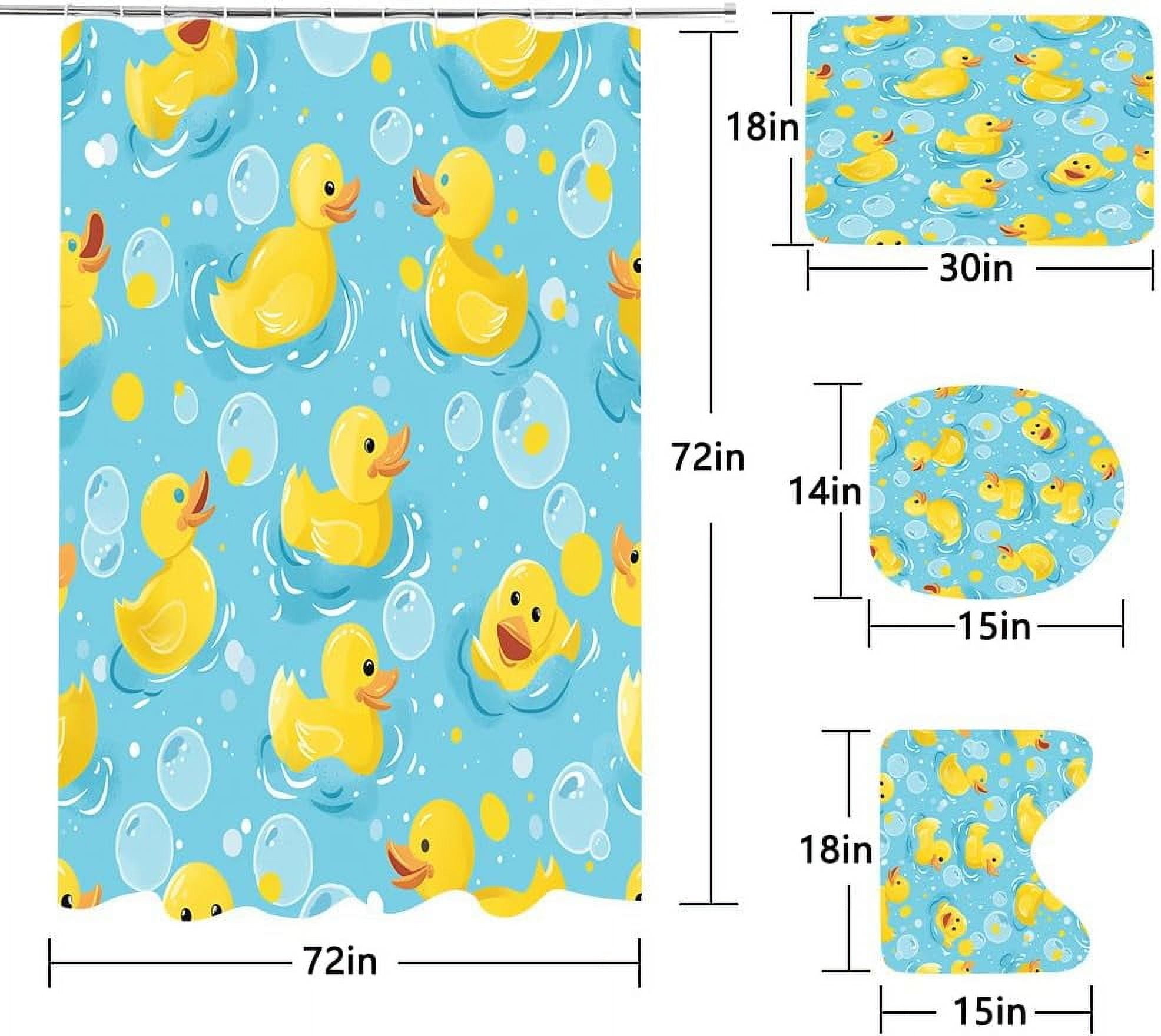 4 Pcs Navy Blue Floral Shower Curtain Set Bathroom Sets with Waterproof Fabric Shower Curtain and Non-Slip Rugs Toilet Lid Cover Bath Mat Decor with Hooks(72x72 Inch)