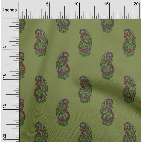 oneOone Cotton Jersey Light Green Fabric Peacock Block Sewing Craft Projects Fabric Prints By Yard 58 Inch Wide