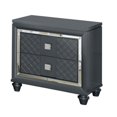 thumbnail image 6 of HomeStock Nightstand with 2 Drawers Diamond Pattern Crystal Handles Mirror Trim Charcoal Gray Finish 27 Inch x 17.01 Inch x 27.01 Inch Wood Build, 6 of 6