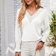 thumbnail image 7 of AherBiu Spring Causal Tops for Women Long Sleeve Crochet V Neck Comfy Loose Tshirt Tunic Blouse, 7 of 7