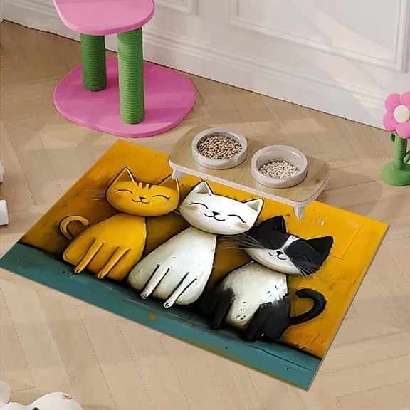 FeiFu 40x60CM Pet Feeding Mat for Dogs Cats Universal Non-Spill Food Water Placemat Dirt-Proof Easy Clean Pet Dining Mat for Indoor Outdoor Use