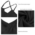 thumbnail image 5 of Off Shoulder Dress, Vestido de las mujeres de color puro causal de la correa de espagueti para el verano Negro M Negro L LHCER 1, 5 of 5