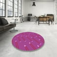 thumbnail image 4 of Ahgly Company Machine Washable Indoor Square Transitional Deep Pink Area Rugs, 3' Square, 4 of 7