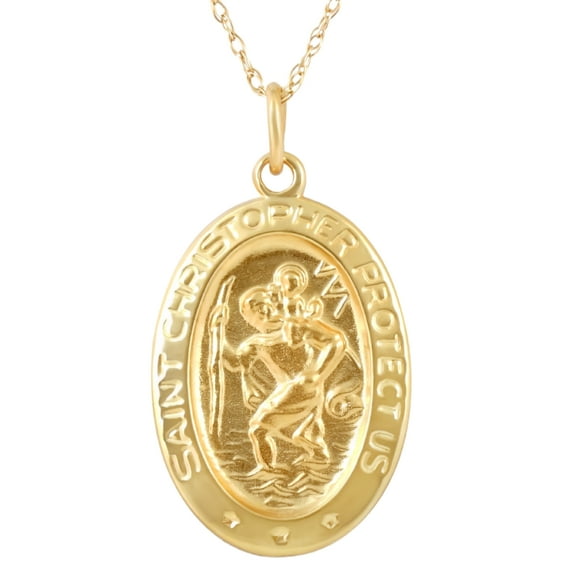 Pompeii 14k Yellow Gold St. Christopher Medal Pendant .5" Tall 1.5 Grams (,)