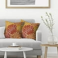 thumbnail image 3 of Burnt Orange Yellow Pillow Covers 18x18 Set of 2, Fall Decor Dahlia Floral Decorative Autumn Throw Pillows Linen Geometric Flower Modern Style Cushion Pillow Covers for Sofa Couch Outdoor Decor, 3 of 6