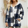 thumbnail image 4 of Aricy Women's Casual Plaid Hooded Jackets Shacket Flannel Drawstring Long Sleeve Plaid Jacket Button Down Coats Shirt Warm Hoodie Blouse fall Tops with Pocket, 4 of 5