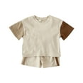 thumbnail image 1 of Zpanxa Boys Summer Outfits Kids Spliced Short Sleeve Set Two-piece Set for Baby Clothes 9 Months, 1 of 7