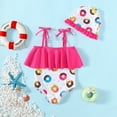 thumbnail image 2 of Toddler Infant Girl One Piece Bathing Suits and Hat Sleeveless Strawberry Swimwear Beach Wear, 2 of 5