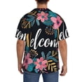 thumbnail image 3 of Lsque Floral Welcome Sign print Men's Cuban Collar Short Sleeve Shirt Summer Beachwear Casual Button Down Fashionable Vacation Leisure Shirt-3X-Large, 3 of 7