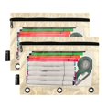 thumbnail image 2 of Dailycode 2 Pack Pencil Pouch for 3 Ring Binder Smooth Zipper Folders with Pockets Clear Window Pencil Case, Soft Light Blonde Wood Grain, 2 of 6